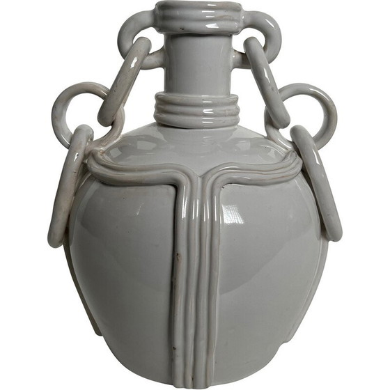 Image 1 of Vintage Keramikvase mit weißer Glasur, 1970