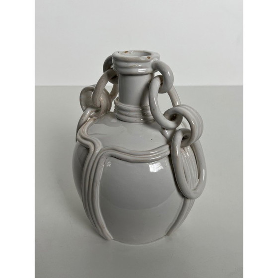 Image 1 of Vintage Keramikvase mit weißer Glasur, 1970