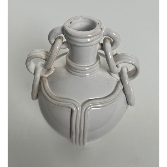 Image 1 of Vintage Keramikvase mit weißer Glasur, 1970