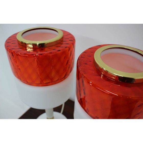 Image 1 of Paar Tischlampen aus Glas und Messing, Tschechische Republik, 1960