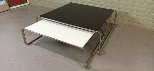 Bauhaus Style Nesting Tables Couchtische, Schwarz und Weiß