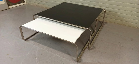 Image 1 of Bauhaus Style Nesting Tables Couchtische, Schwarz und Weiß