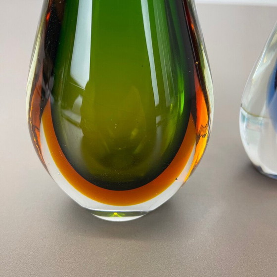 Image 1 of Paar Vasen aus mehrfarbigem Muranoglas Sommerso, Italien 1970er Jahre