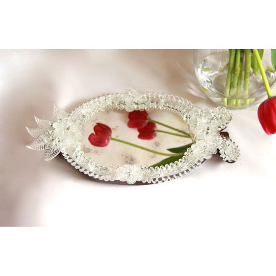 Image 1 of Vintage-Spiegel aus Muranoglas und Massivholz, Italien 1960