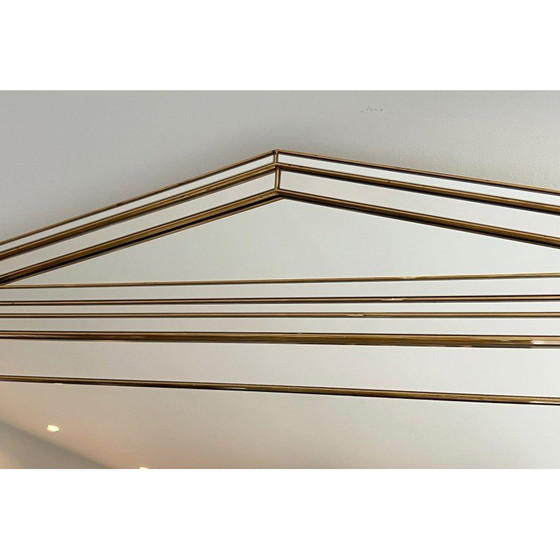 Image 1 of Vintage Domus Spiegel aus Holz und goldenem Plexiglas, Frankreich 1970