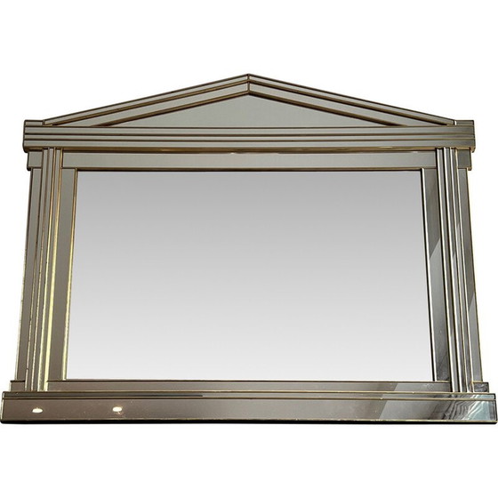 Image 1 of Vintage Domus Spiegel aus Holz und goldenem Plexiglas, Frankreich 1970