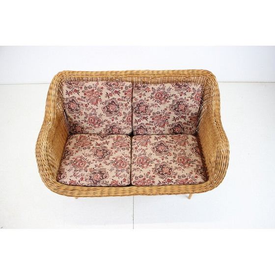Image 1 of Zweisitziges Rattansofa von Uluv, Tschechoslowakei 1970er Jahre