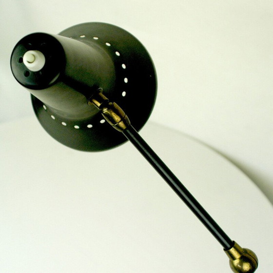 Image 1 of Schwarze italienische Schreibtischlampe aus Messing von Stilnovo, 1950