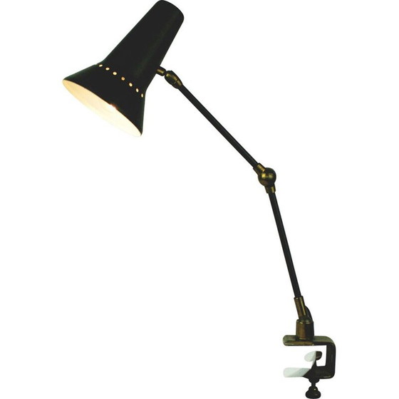 Image 1 of Schwarze italienische Schreibtischlampe aus Messing von Stilnovo, 1950