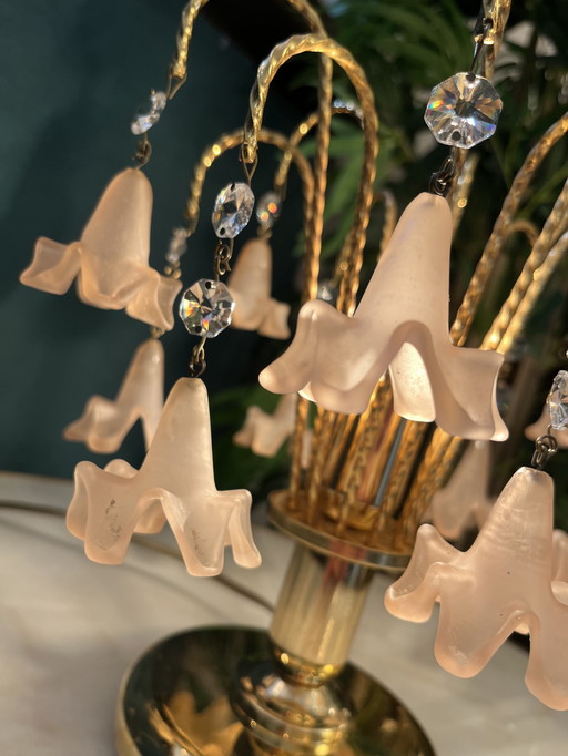 2 Stück Rosa Floral Teardrop Tischlampen Vintage