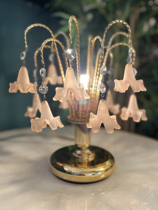 2 Stück Rosa Floral Teardrop Tischlampen Vintage