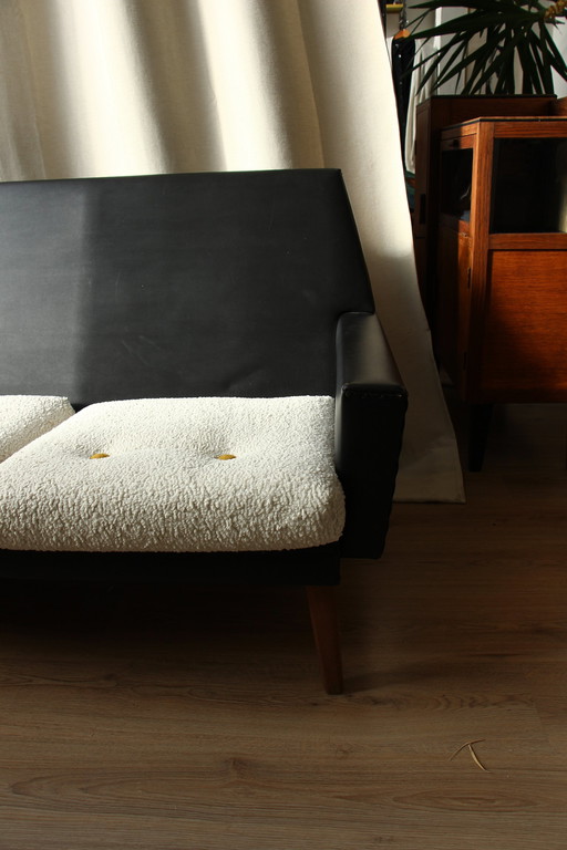 Dänisches Design Schwarzes Skai Ledersofa