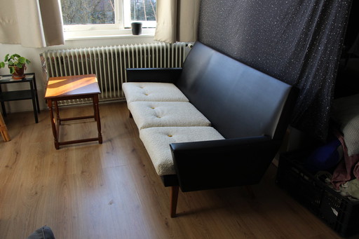 Dänisches Design Schwarzes Skai Ledersofa