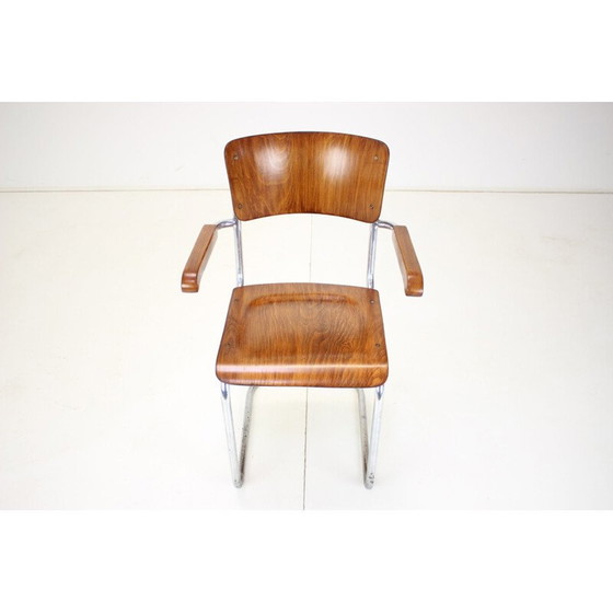Image 1 of Verchromter Bauhaus-Sessel von Rudolf Vichr Prag, Tschechoslowakei 1930er Jahre
