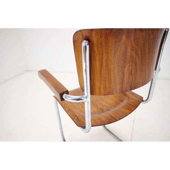 Image 1 of Verchromter Bauhaus-Sessel von Rudolf Vichr Prag, Tschechoslowakei 1930er Jahre