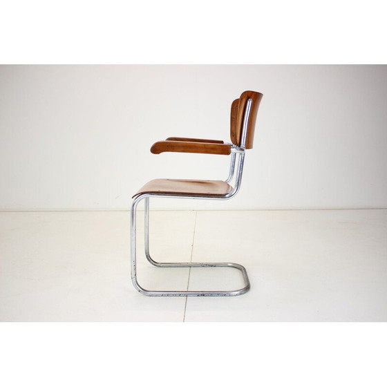 Image 1 of Verchromter Bauhaus-Sessel von Rudolf Vichr Prag, Tschechoslowakei 1930er Jahre
