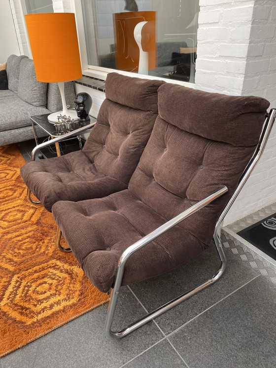 Image 1 of Space Age 2-Sitzer-Sofa mit Rohrrahmen
