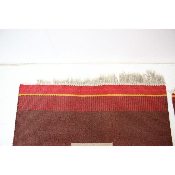 Image 1 of Satz von 3 geometrischen Wollteppichen von Antonín Kybal, Tschechoslowakei 1940