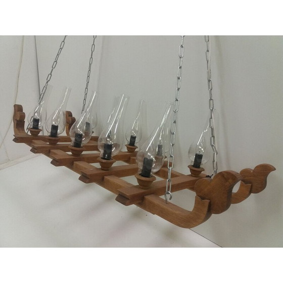 Image 1 of Vintage-Kronleuchter aus Holz, Tschechoslowakei 1940