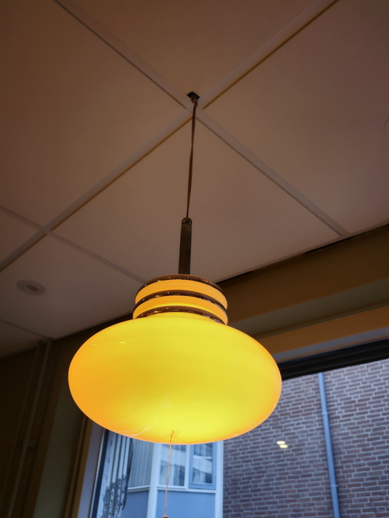 Image 1 of Vintage Leclair & Schäfer Pendel-Deckenleuchte Opalin