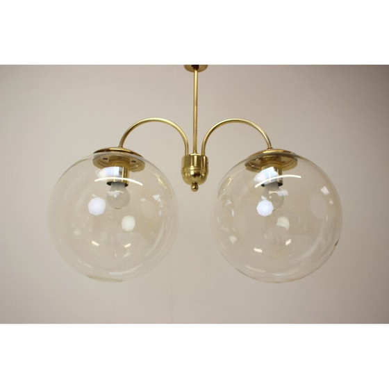 Image 1 of Vintage-Kronleuchter aus Glas und Messing von Kamenicky Senov, Tschechoslowakei 1970