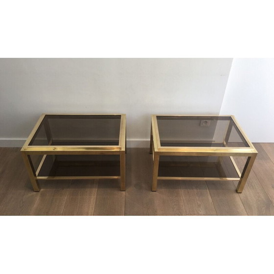 Image 1 of Paar Sofaköpfe aus Messing und Glas, 1970