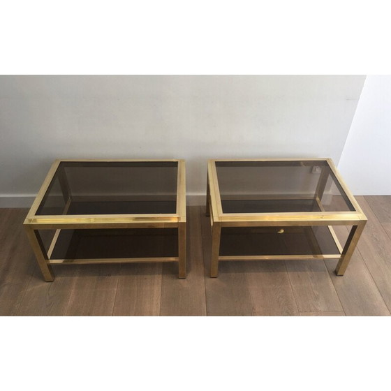 Image 1 of Paar Sofaköpfe aus Messing und Glas, 1970