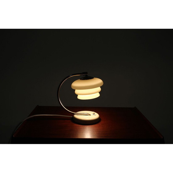 Image 1 of Vintage Art Deco Glas und Metall Lampe, Tschechoslowakei 1930