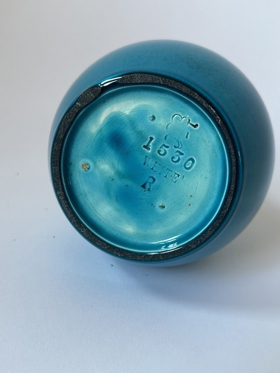 Image 1 of Türkisfarbene Crackle-Glasur-Vase von Burmantofts, 1910S
