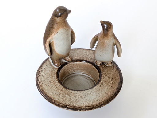 Teelichthalter Pinguine | Vintage-Keramik | Weihnachtsdekoration