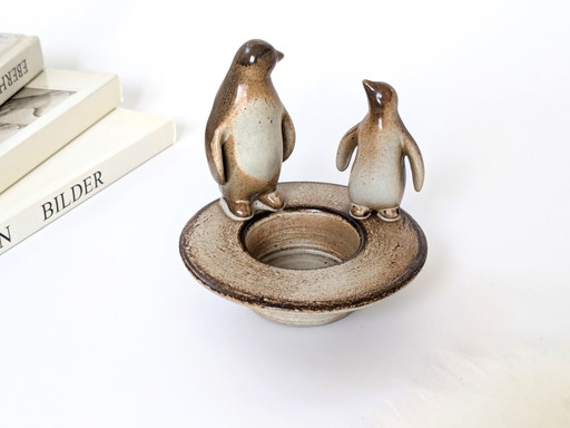 Teelichthalter Pinguine | Vintage-Keramik | Weihnachtsdekoration