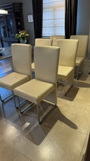 6x Rolf Benz Stühle beige Leder