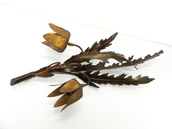 Image 1 of Brutalistische Wandleuchte mit Blumenmuster, die dem Haus Jansen 1970 zugeschrieben wird