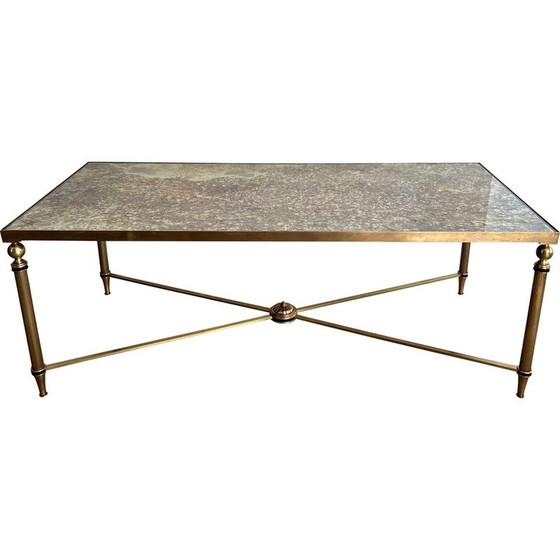 Image 1 of Vintage Couchtisch aus Messing mit Spiegeln von Maison Jansen, 1940