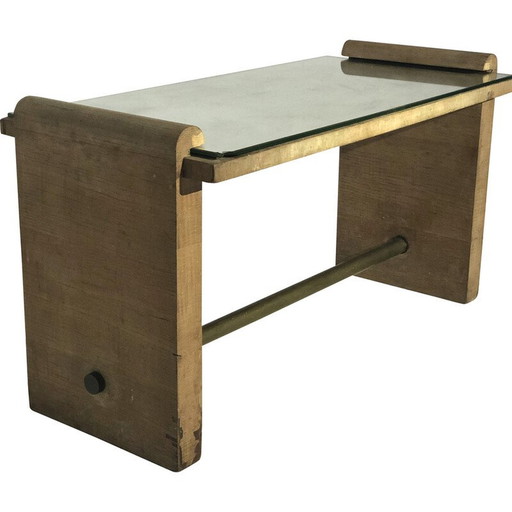 Vintage Couchtisch aus Holz und Spiegel