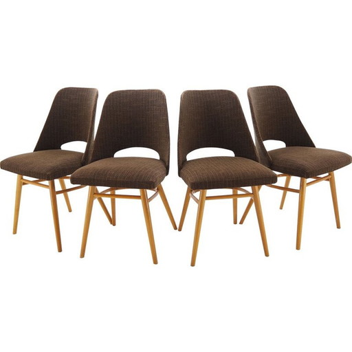 4er Set vintage Esszimmerstühle, Ton von Oswald Haerdtl Expo 58 1950er Jahre