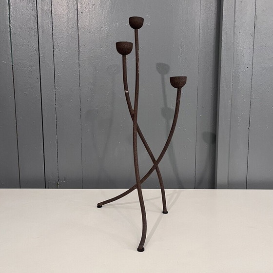 Image 1 of Brutalistischer Dreifuß-Kronleuchter aus Stahl, 1960