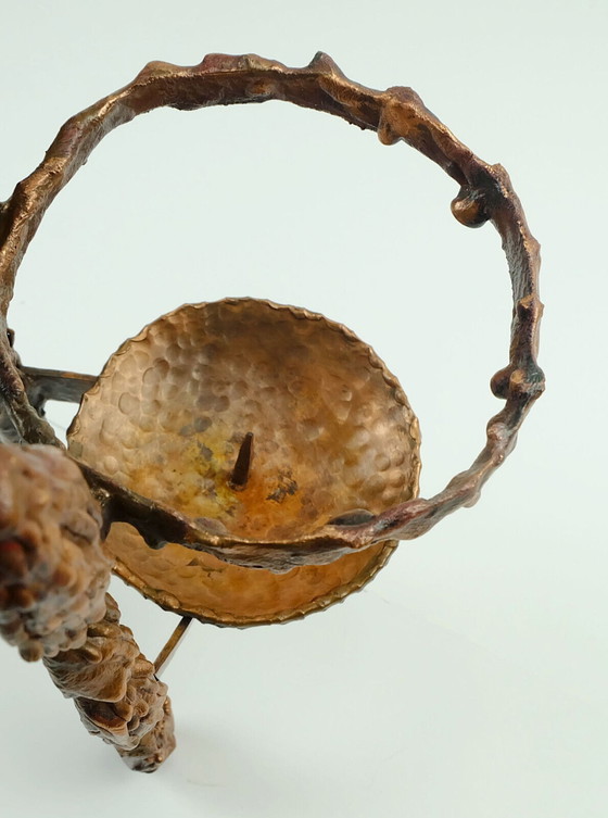 Image 1 of Großer und schwerer Wandkerzenhalter aus massivem Kupfer im Brutalismus der 1960er Jahre