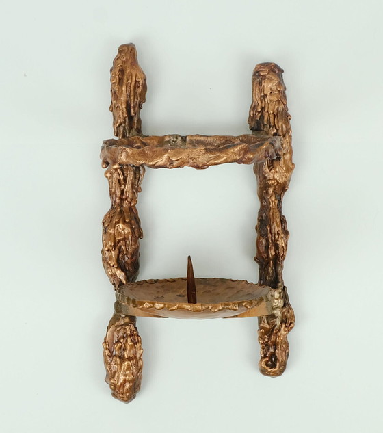 Image 1 of Großer und schwerer Wandkerzenhalter aus massivem Kupfer im Brutalismus der 1960er Jahre