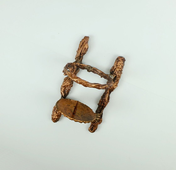 Image 1 of Großer und schwerer Wandkerzenhalter aus massivem Kupfer im Brutalismus der 1960er Jahre