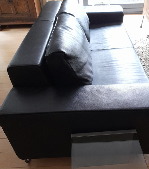 Schwarzes Leder Design Sofa