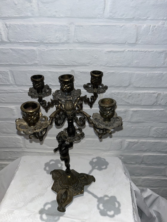 Image 1 of Vintage Französisch fünfarmigen Kupfer Kerzenleuchter