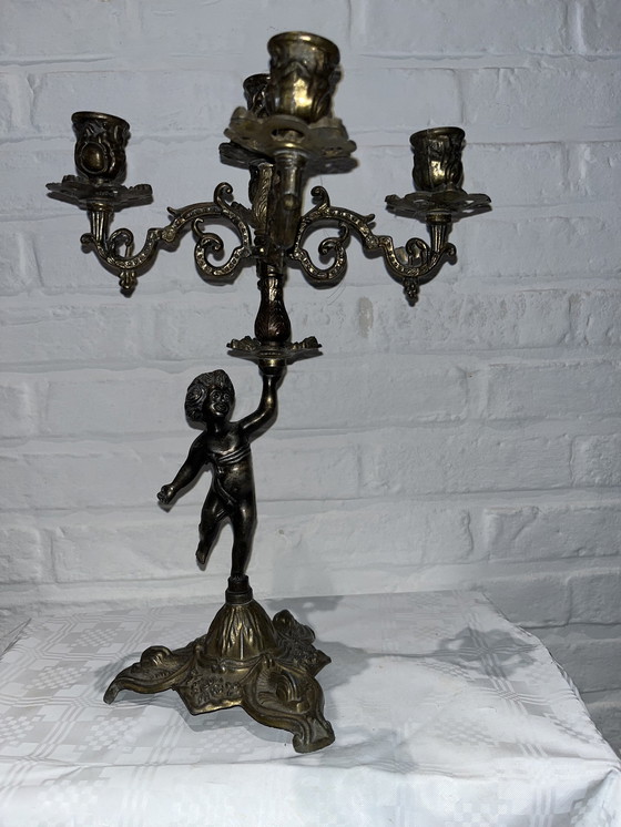 Image 1 of Vintage Französisch fünfarmigen Kupfer Kerzenleuchter