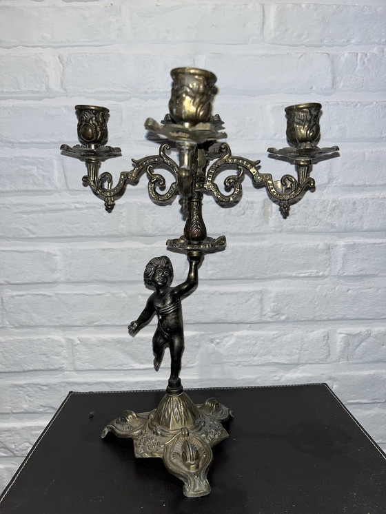 Image 1 of Vintage Französisch fünfarmigen Kupfer Kerzenleuchter