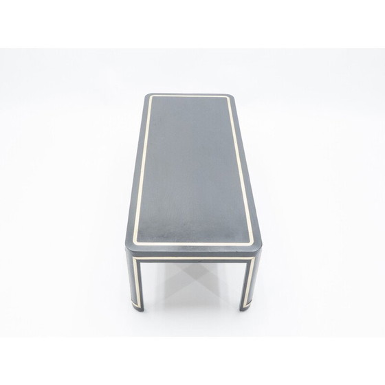 Image 1 of Vintage Art deco Couchtisch aus schwarzem Holz und Messing, 1940