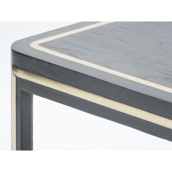 Image 1 of Vintage Art deco Couchtisch aus schwarzem Holz und Messing, 1940