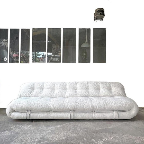 Image 1 of Vintage Soriana 4-Sitzer-Sofa in Wollstoff von Afra und Tobia Scarpa für Cassina, 1970