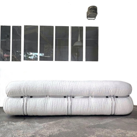 Image 1 of Vintage Soriana 4-Sitzer-Sofa in Wollstoff von Afra und Tobia Scarpa für Cassina, 1970
