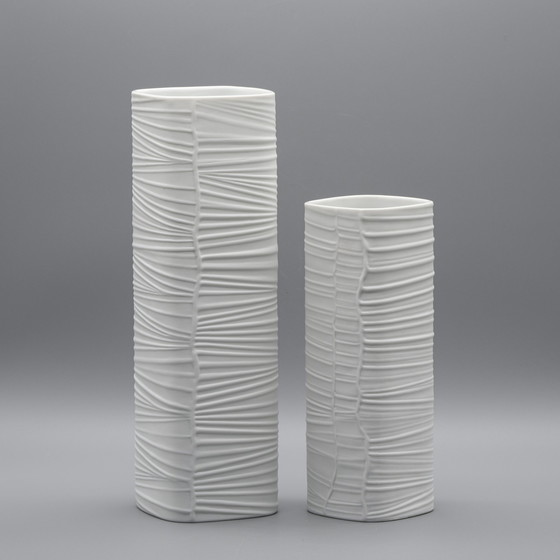 Image 1 of Rosenthal Studio-Linie Bisque Porzellan Vase Duo 30 CM + 22 CM von Werner Schreib