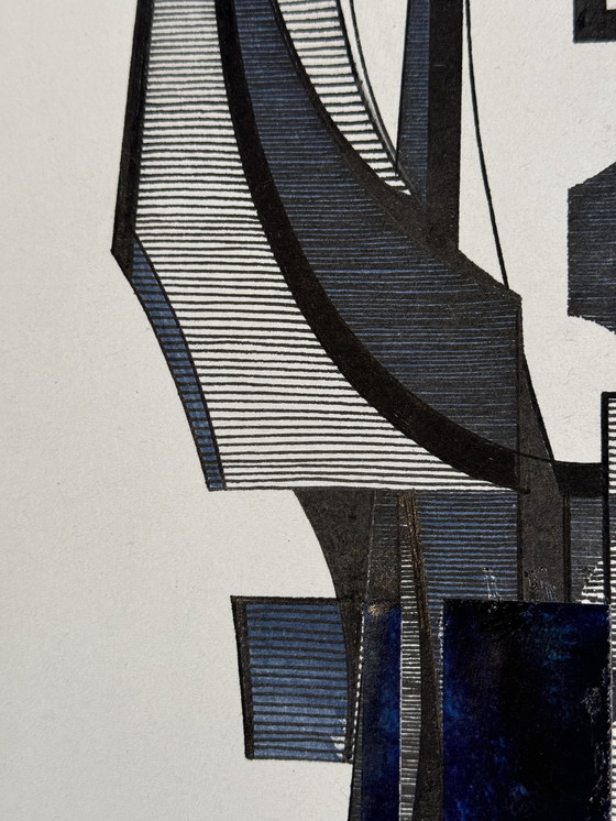 Image 1 of Abstraktes Kunstwerk mit Collage-Elementen - Eugene Eechaut (1928-2019)